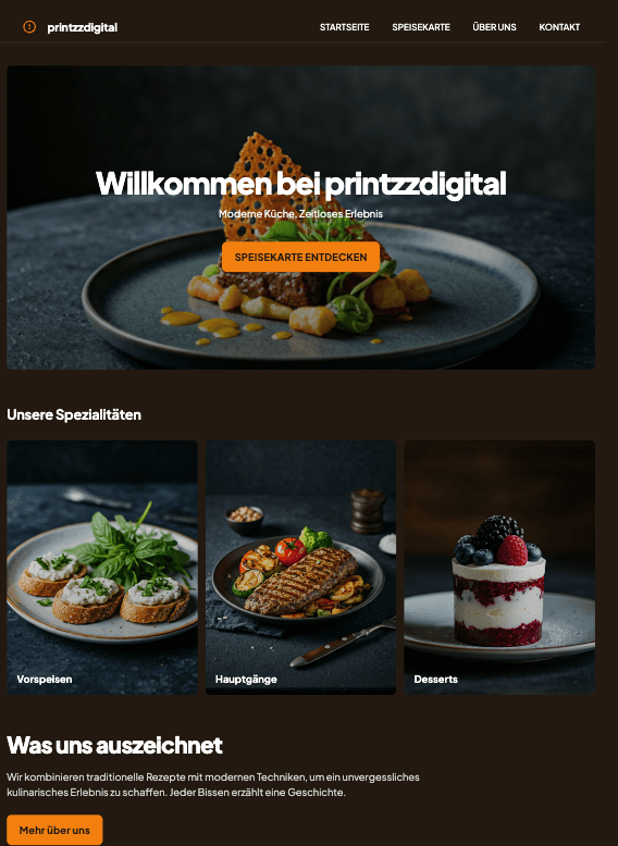 Restaurant Website – Projekt von PrintzzDigital